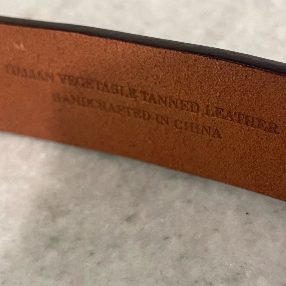 Trafalgar Belt Mens 36 Brown Italian Leather Brass Buckle Details